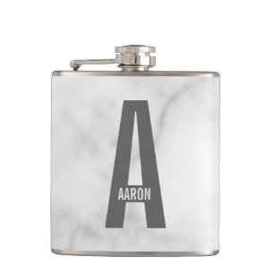 Moderne persoonlijke badmonogram en naam heupfles