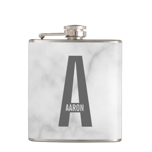 Moderne persoonlijke badmonogram en naam heupfles (Voorkant)