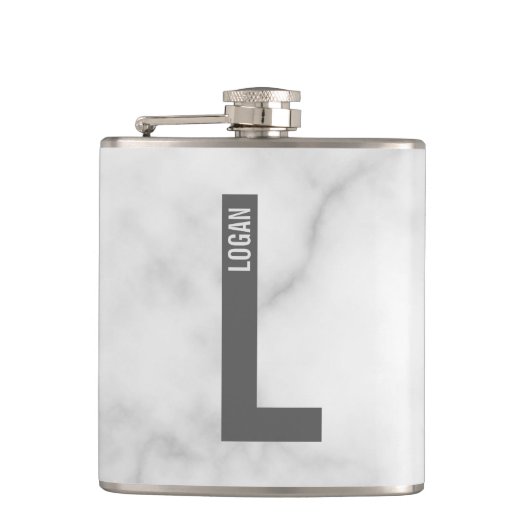 Moderne persoonlijke badmonogram en naam heupfles (Voorkant)