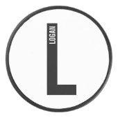 Moderne persoonlijke badmonogram en naam hockey puck (Voorkant)
