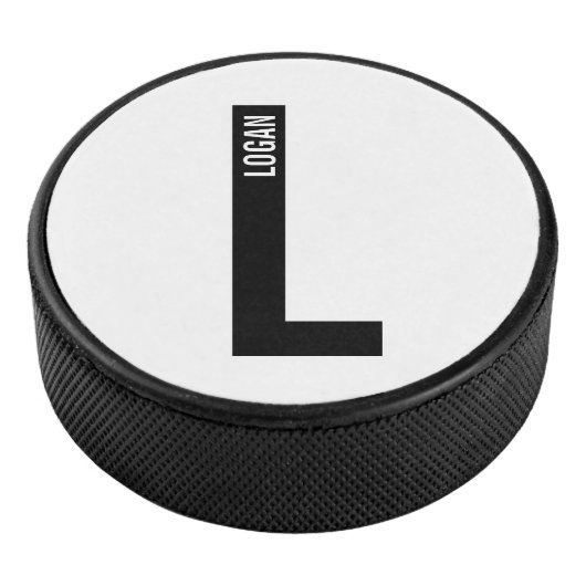 Moderne persoonlijke badmonogram en naam hockey puck (3/4)