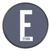 Moderne persoonlijke badmonogram en naam hockey puck (Voorkant)