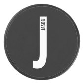 Moderne persoonlijke badmonogram en naam hockey puck (Voorkant)