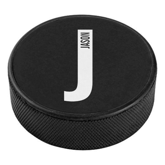 Moderne persoonlijke badmonogram en naam hockey puck (3/4)