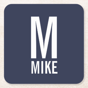 Moderne persoonlijke badmonogram en naam kartonnen onderzetters