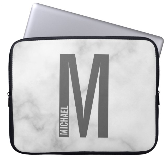 Moderne persoonlijke badmonogram en naam laptop sleeve (Voorkant)