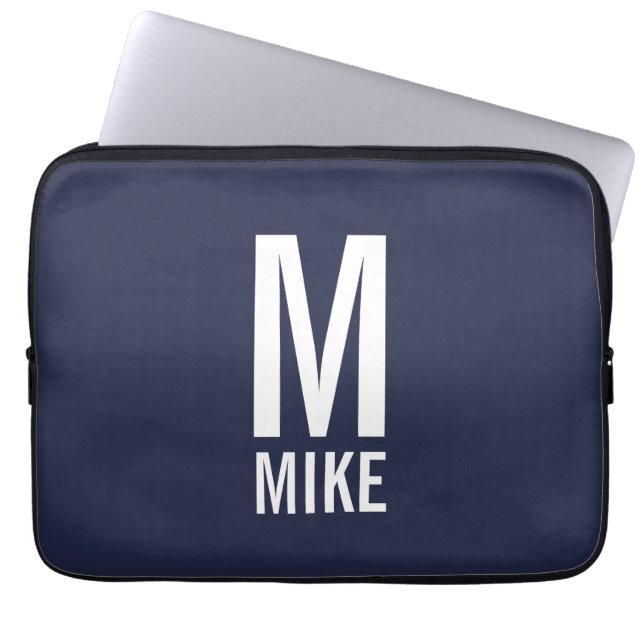 Moderne persoonlijke badmonogram en naam laptop sleeve (Voorkant)