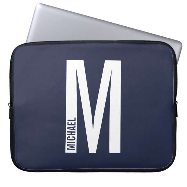 Moderne persoonlijke badmonogram en naam laptop sleeve (Voorkant)