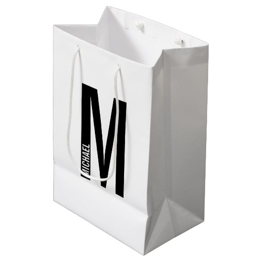 Moderne persoonlijke badmonogram en naam medium cadeauzakje (Voorkant Gekanteld)