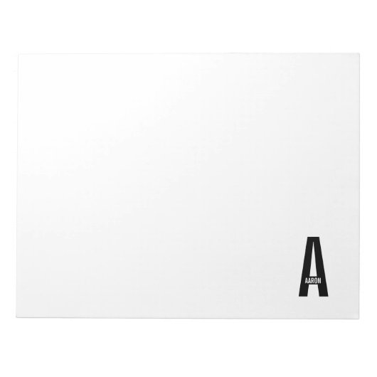 Moderne persoonlijke badmonogram en naam notitieblok (Voorkant)