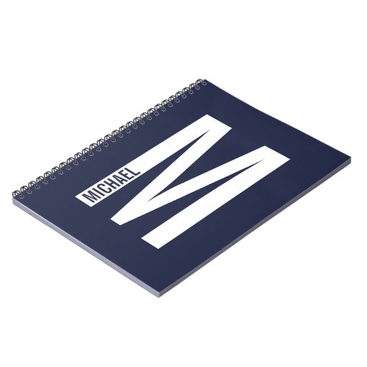 Moderne persoonlijke badmonogram en naam notitieboek (Linkerzijde)