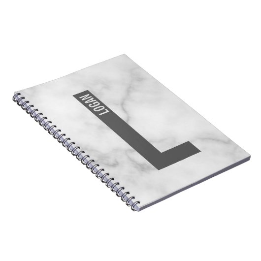 Moderne persoonlijke badmonogram en naam notitieboek (Rechterzijde)