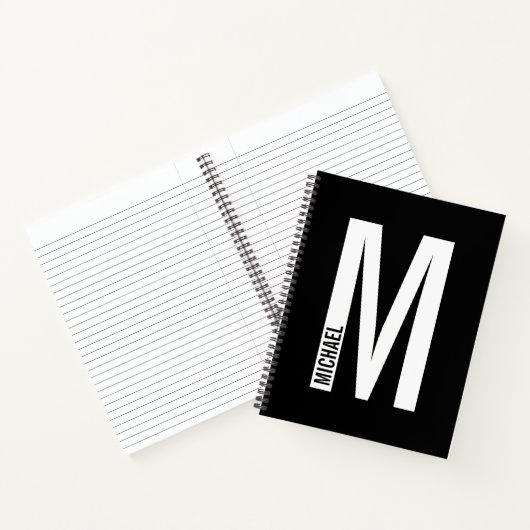 Moderne persoonlijke badmonogram en naam notitieboek (Binnen)