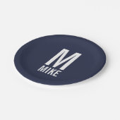 Moderne persoonlijke badmonogram en naam papieren bordje (Gekanteld)