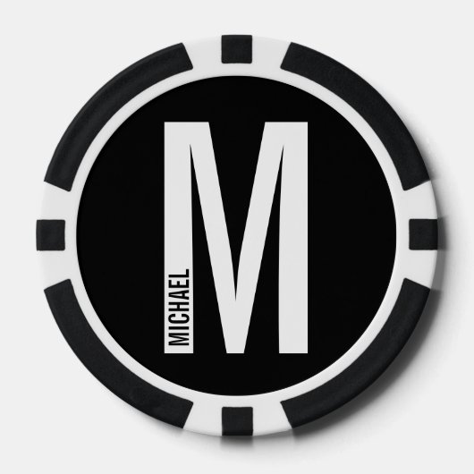 Moderne persoonlijke badmonogram en naam poker chips (Voorkant)