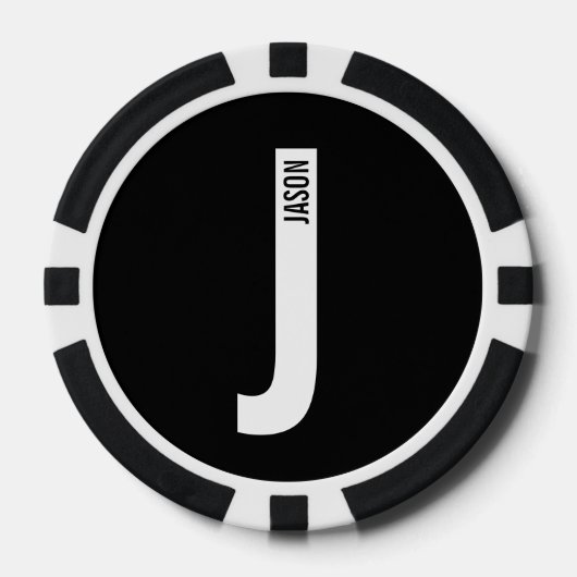 Moderne persoonlijke badmonogram en naam poker chips (Voorkant)