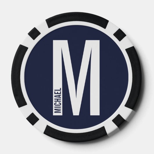 Moderne persoonlijke badmonogram en naam poker chips (Achterkant)