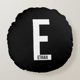 Moderne persoonlijke badmonogram en naam rond kussen