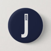 Moderne persoonlijke badmonogram en naam ronde button 5,7 cm (Voorkant)