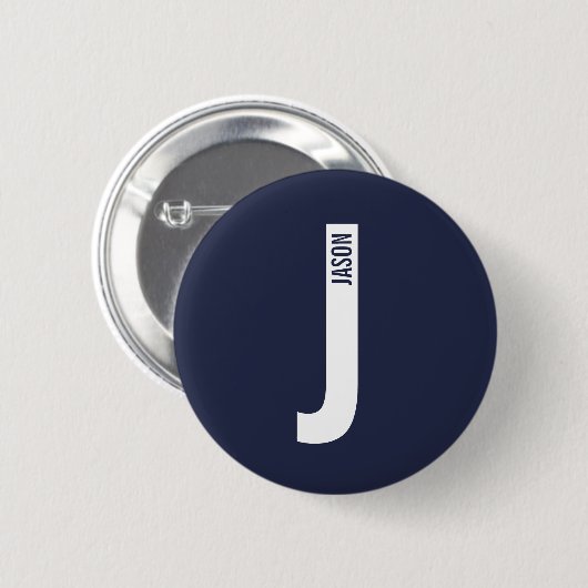 Moderne persoonlijke badmonogram en naam ronde button 5,7 cm (Voorkant /achterkant)
