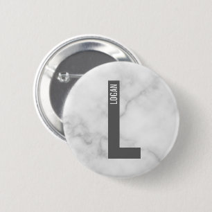 Moderne persoonlijke badmonogram en naam ronde button 5,7 cm
