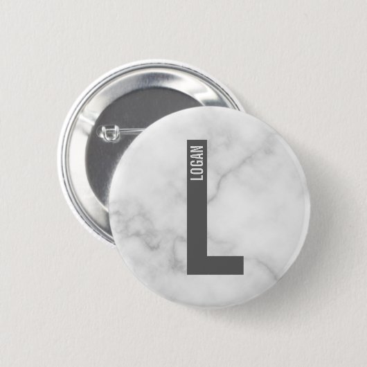 Moderne persoonlijke badmonogram en naam ronde button 5,7 cm (Voorkant /achterkant)