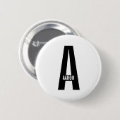 Moderne persoonlijke badmonogram en naam ronde button 5,7 cm (Voorkant /achterkant)