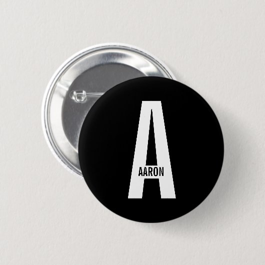 Moderne persoonlijke badmonogram en naam ronde button 5,7 cm (Voorkant /achterkant)