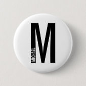 Moderne persoonlijke badmonogram en naam ronde button 5,7 cm (Voorkant)