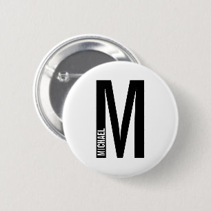 Moderne persoonlijke badmonogram en naam ronde button 5,7 cm