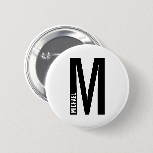 Moderne persoonlijke badmonogram en naam ronde button 5,7 cm (Voorkant /achterkant)
