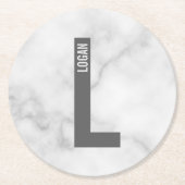 Moderne persoonlijke badmonogram en naam ronde kartonnen onderzetter (Voorkant)