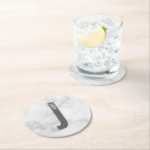 Moderne persoonlijke badmonogram en naam ronde kartonnen onderzetter (Insitu)