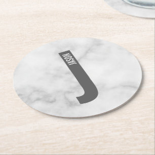 Moderne persoonlijke badmonogram en naam ronde kartonnen onderzetter