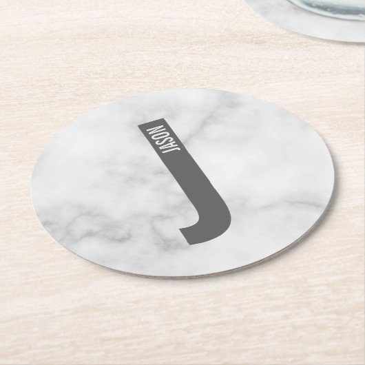 Moderne persoonlijke badmonogram en naam ronde kartonnen onderzetter (Gebogen)