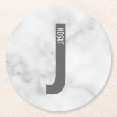 Moderne persoonlijke badmonogram en naam ronde kartonnen onderzetter (Voorkant)