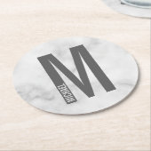 Moderne persoonlijke badmonogram en naam ronde kartonnen onderzetter (Gebogen)