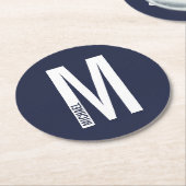 Moderne persoonlijke badmonogram en naam ronde kartonnen onderzetter (Gebogen)