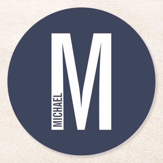 Moderne persoonlijke badmonogram en naam ronde kartonnen onderzetter (Voorkant)