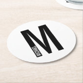 Moderne persoonlijke badmonogram en naam ronde kartonnen onderzetter (Gebogen)