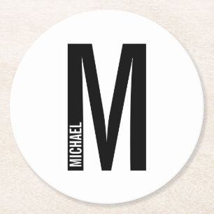 Moderne persoonlijke badmonogram en naam ronde kartonnen onderzetter