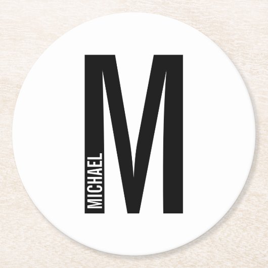 Moderne persoonlijke badmonogram en naam ronde kartonnen onderzetter (Voorkant)