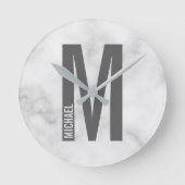 Moderne persoonlijke badmonogram en naam ronde klok (Voorkant)