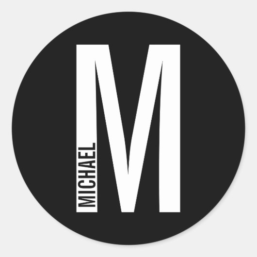 Moderne persoonlijke badmonogram en naam ronde sticker (Voorkant)