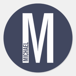 Moderne persoonlijke badmonogram en naam ronde sticker