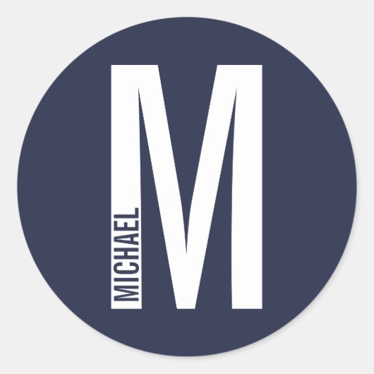 Moderne persoonlijke badmonogram en naam ronde sticker (Voorkant)