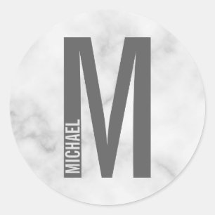 Moderne persoonlijke badmonogram en naam ronde sticker