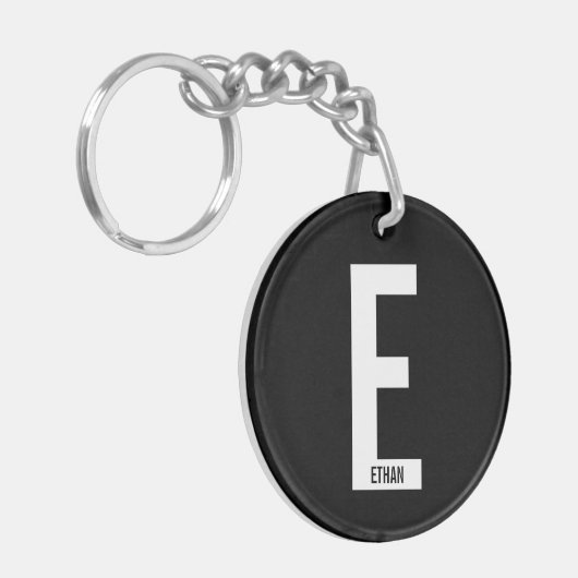 Moderne persoonlijke badmonogram en naam sleutelhanger (Voorkant Links)