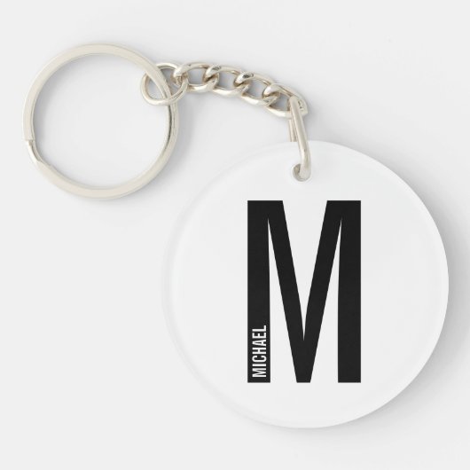 Moderne persoonlijke badmonogram en naam sleutelhanger (Voorkant)