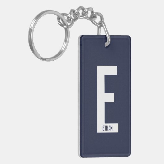 Moderne persoonlijke badmonogram en naam sleutelhanger (Voorkant Links)